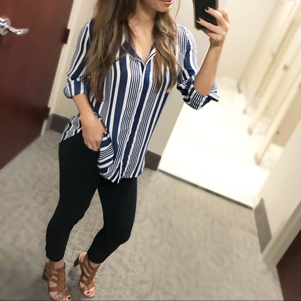 BLUE AND WHITE  BLOUSE